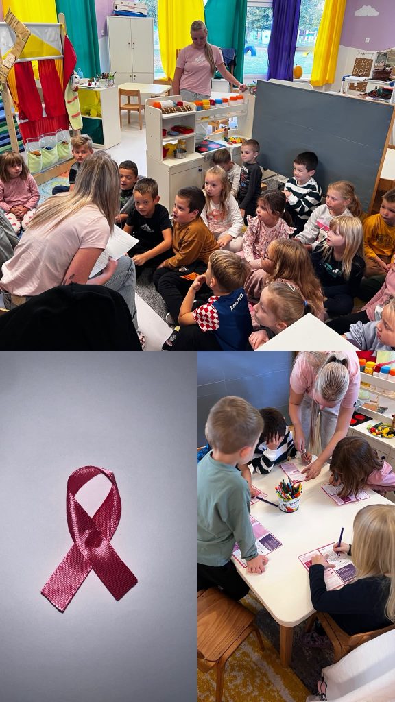 Razgovor s djecom i izrada letaka u sklopu projekta „Mama, budi zdrava”, ružičasta vrpca