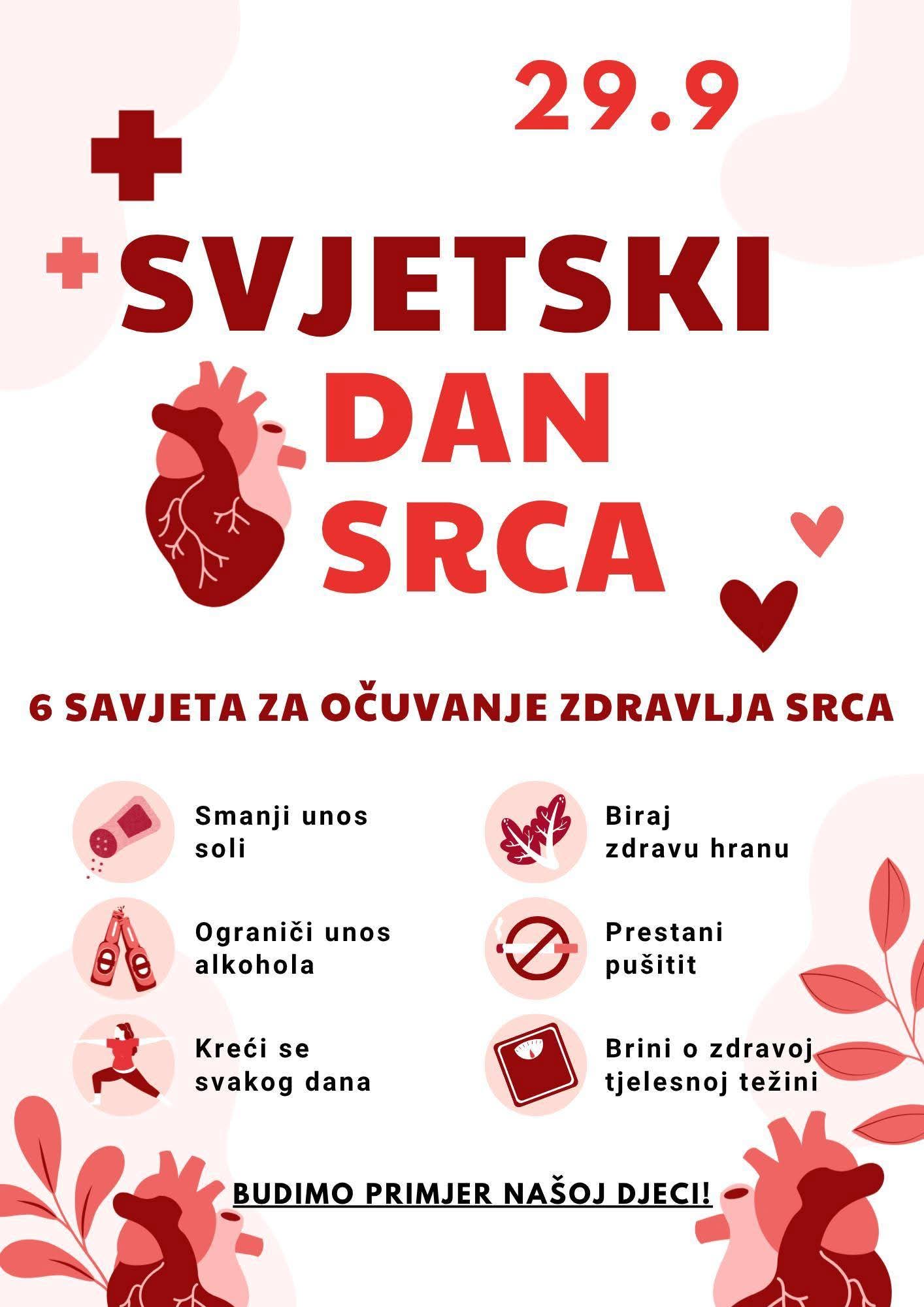 Plakat Svjetski dan srca – 6 savjeta za očuvanje zdravlja srca